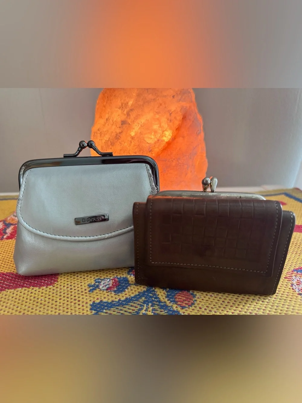 Pair Vintage Coin Purses - Leather and Cowhide